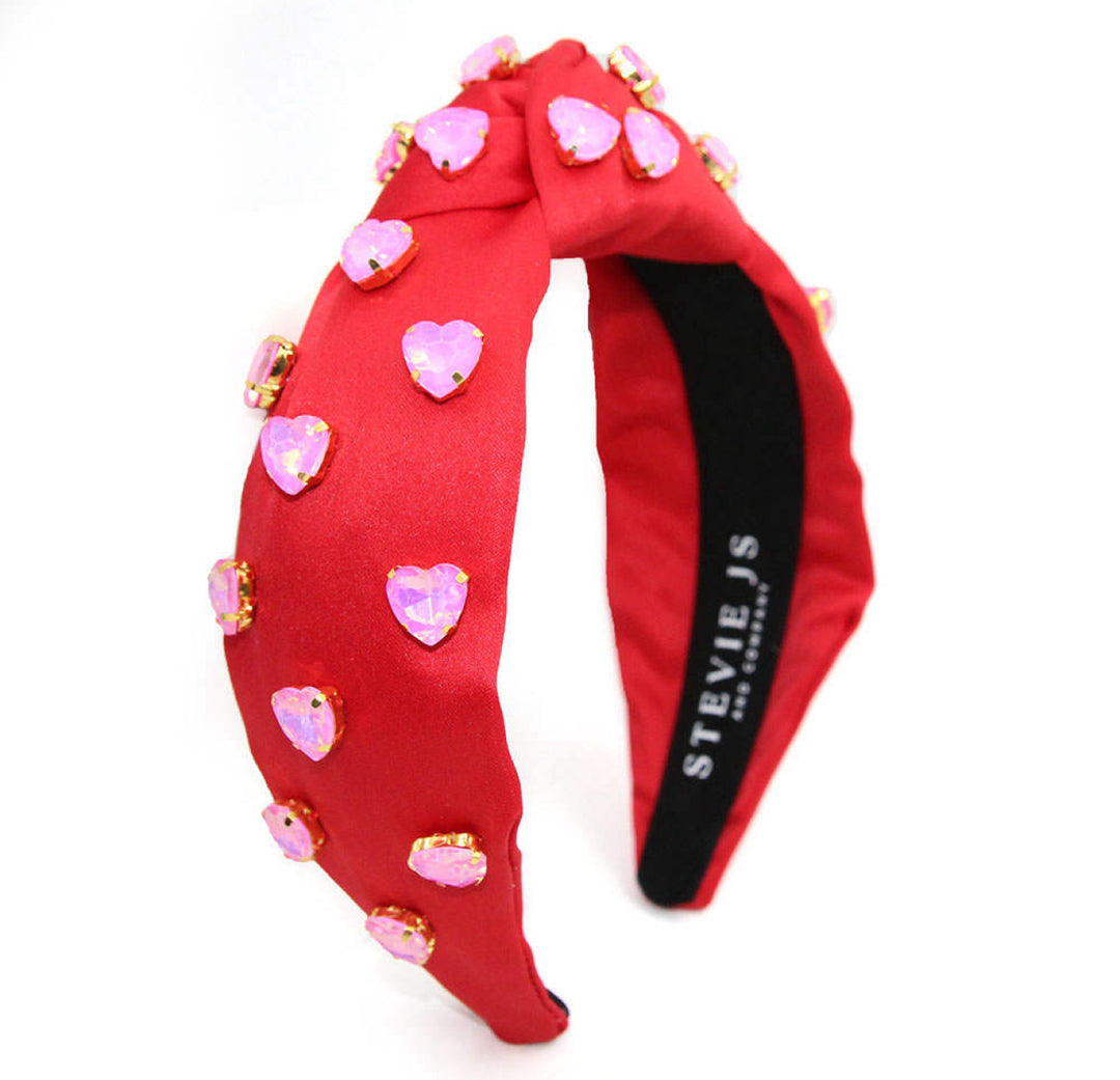 Red + Hearts Knotted Headband Stevie Js & Co