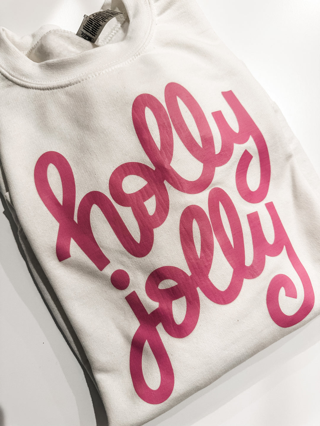 White + Blush HOLLY JOLLY Sweatshirt Sweater Stevie Js & Co