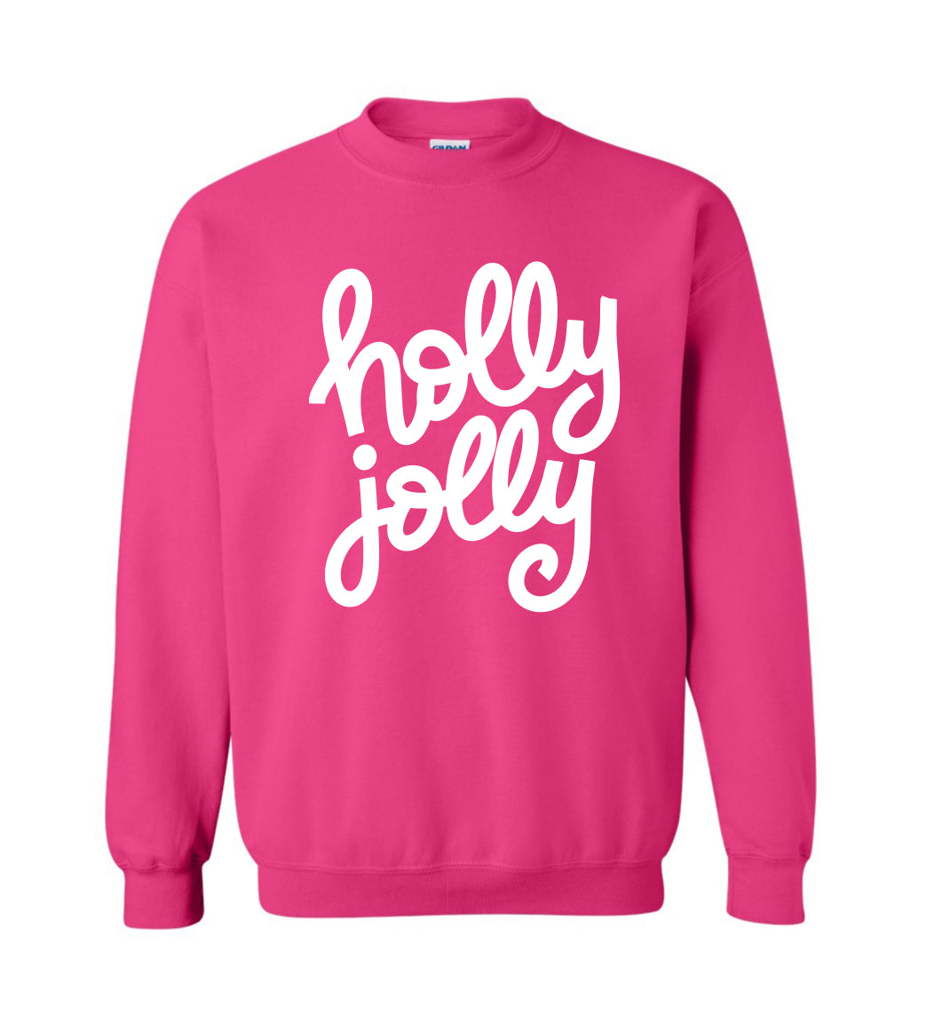 Hot Pink HOLLY JOLLY Sweatshirt Sweater Stevie Js & Co