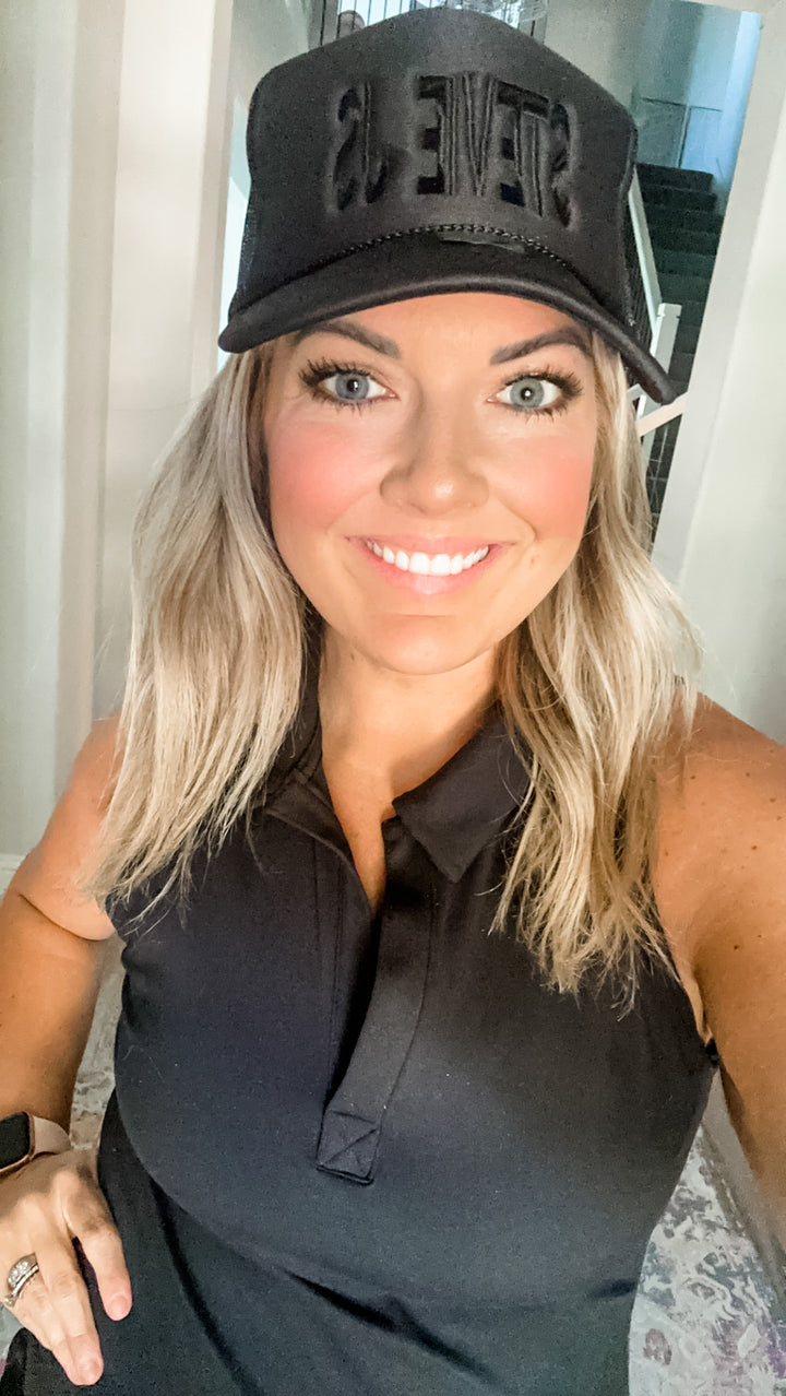 Stevie Js Black on Black Mesh Trucker Hat  Stevie Js & Co