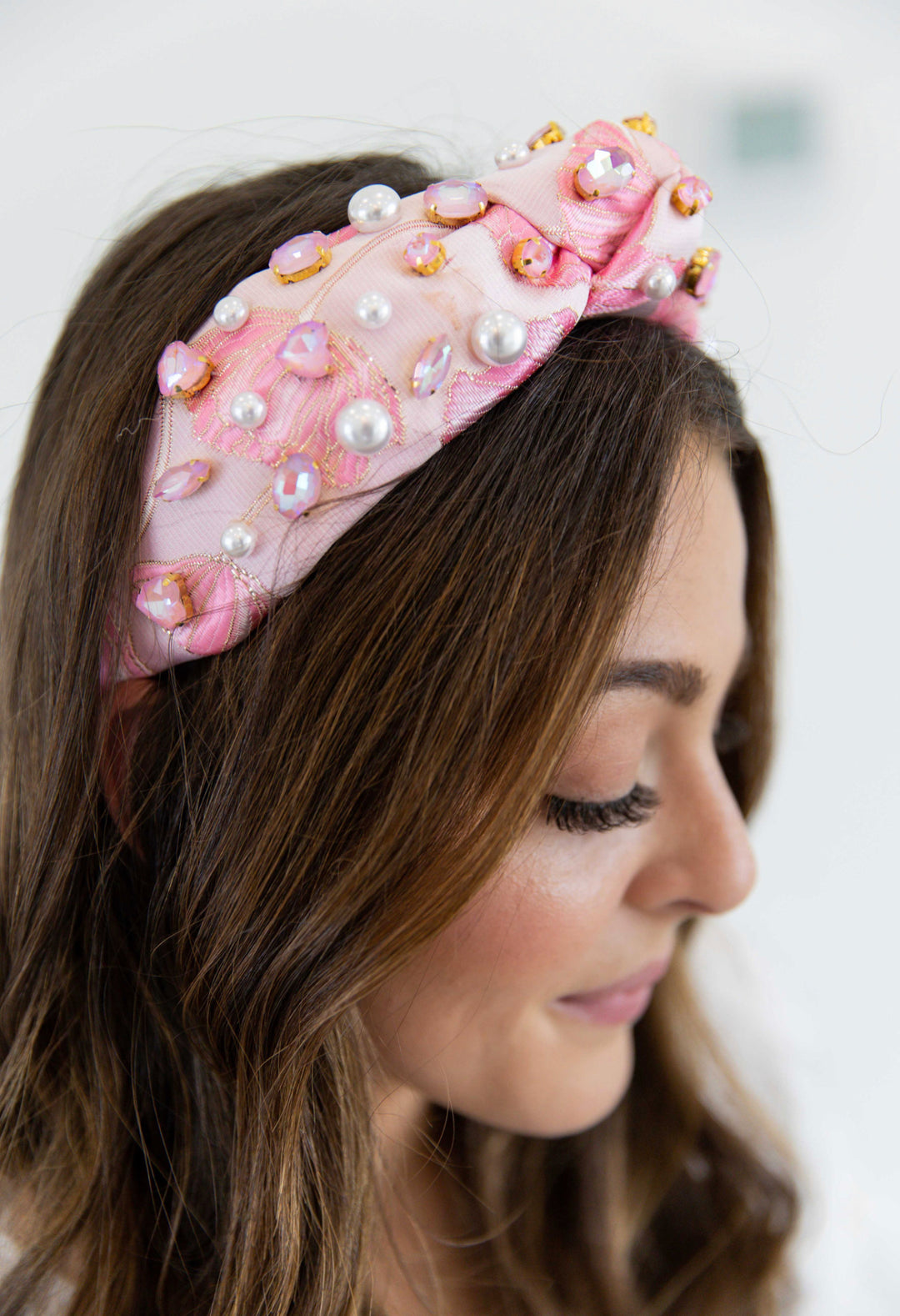 Dainty Pink Floral Knotted Headband Headband Stevie Js & Co   