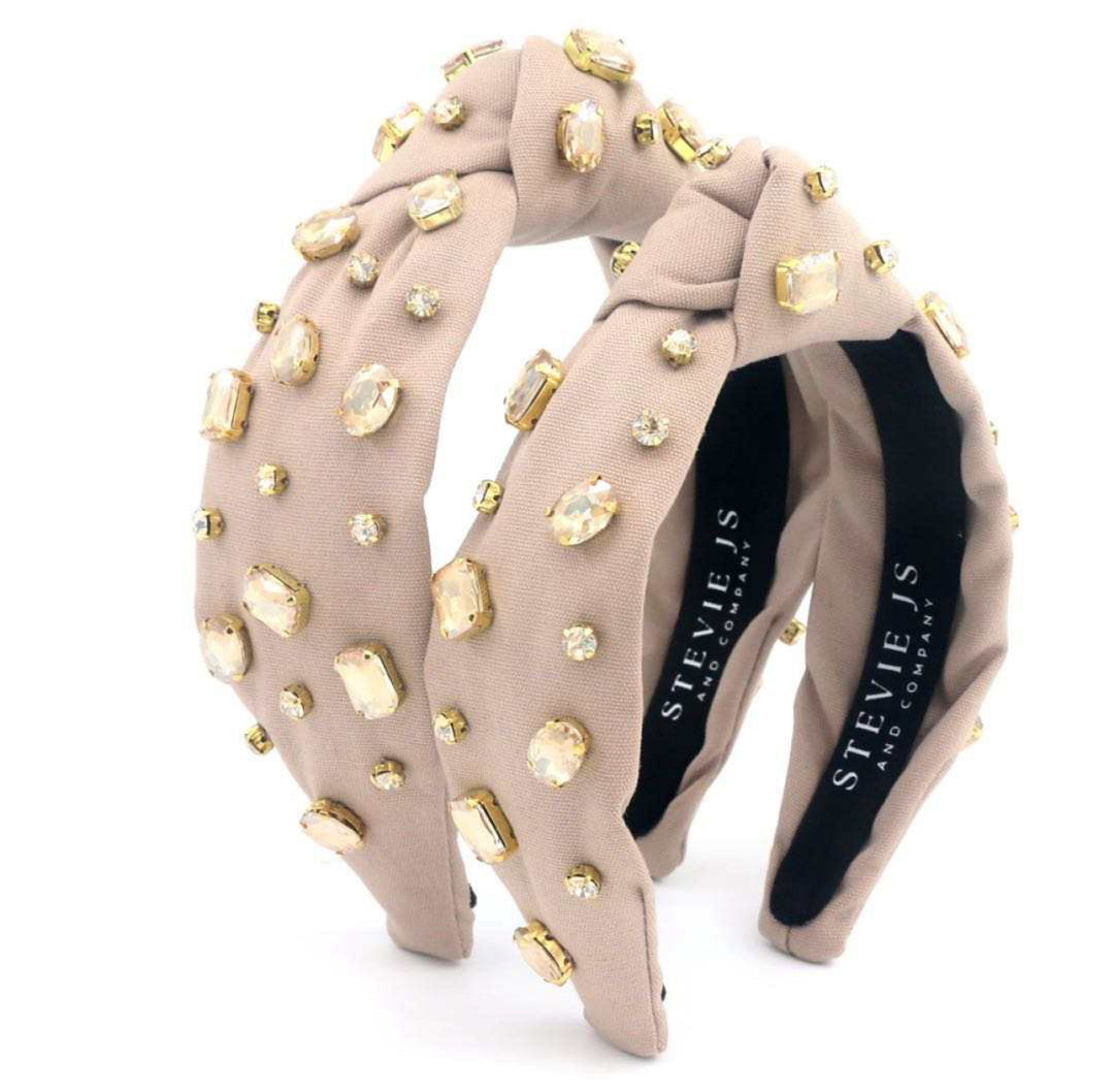 Champagne Bling Knotted Headband Stevie Js & Co
