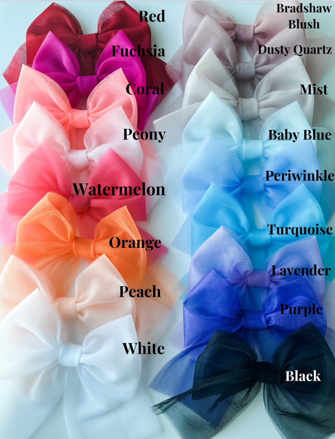 White Tulle Bow regular & medium clip Stevie Js & Co