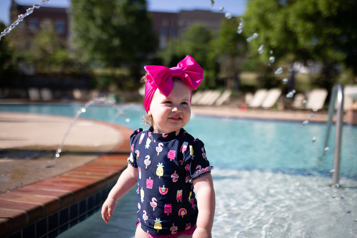 "girls just wanna have fun" pink swim collection headwrap Stevie Js & Co