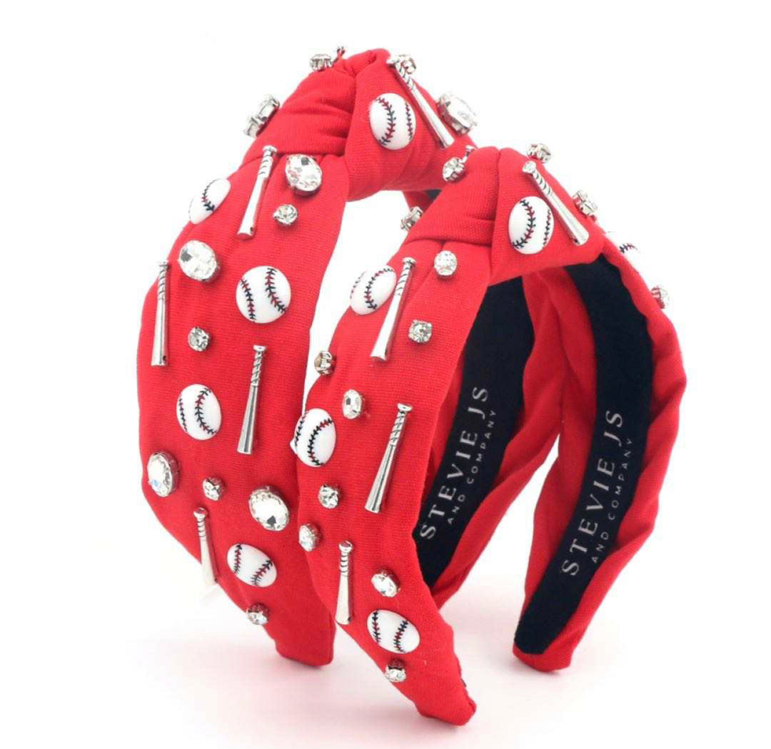 Red Baseball Knotted Headband Stevie Js & Co