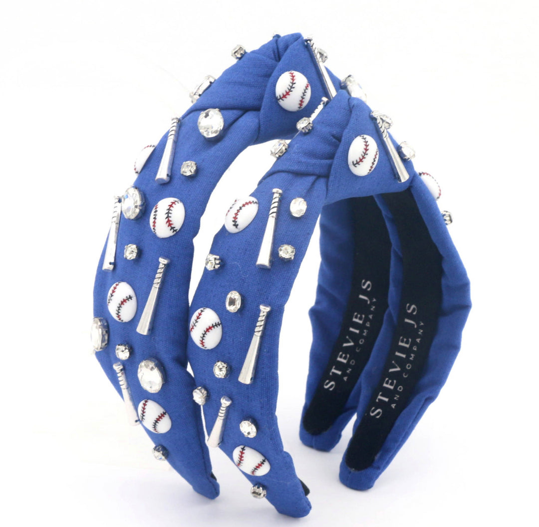 Blue Baseball Knotted Headband Stevie Js & Co