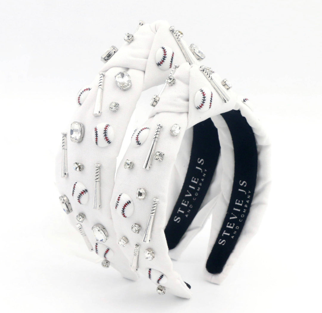 White Baseball Knotted Headband Stevie Js & Co