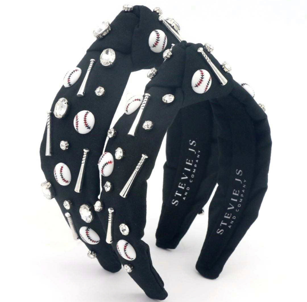 *PREORDER* Black Baseball Knotted Headband Stevie Js & Co