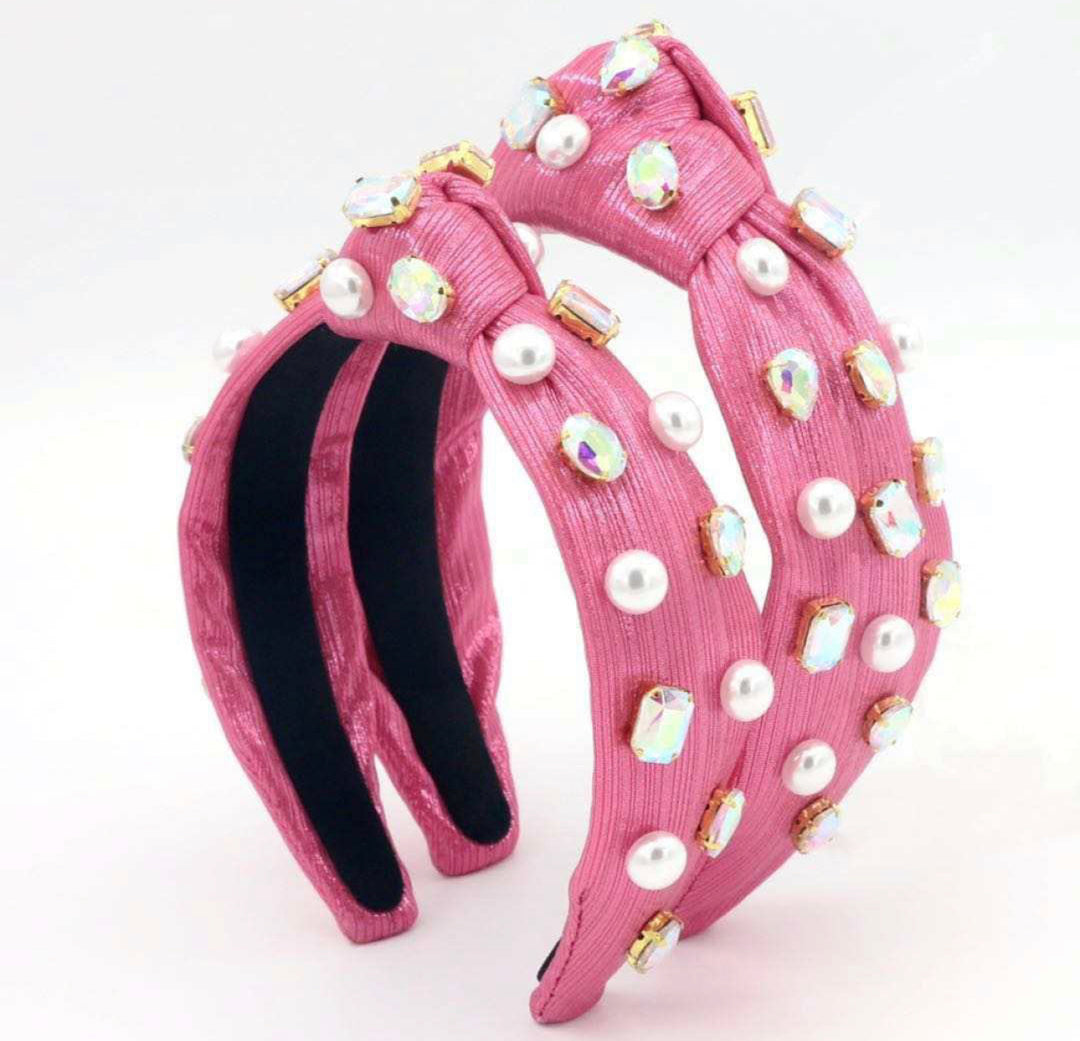 Metallic Pink Knotted Headband Stevie Js & Co