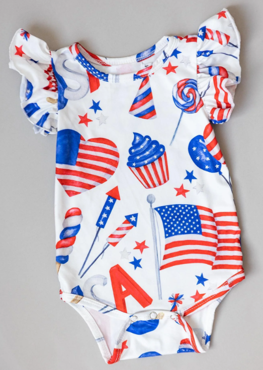 Party in the USA Flutter Bodysuit clothing Stevie Js & Co