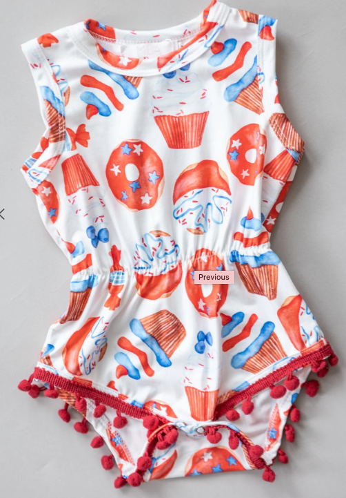 USA & Sweet Pom Pom Romper clothing Stevie Js & Co