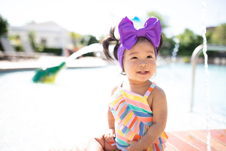 "party" purple swim bow  StevieJs