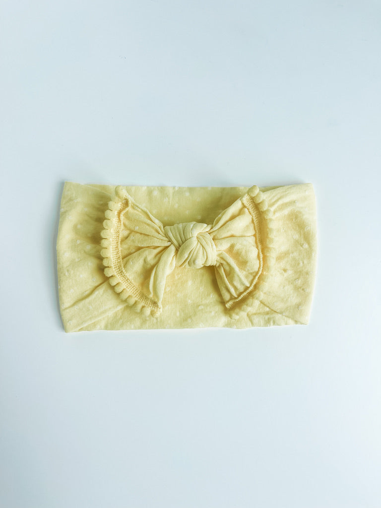 swiss dot "pom pom" yellow nylon knot StevieJs