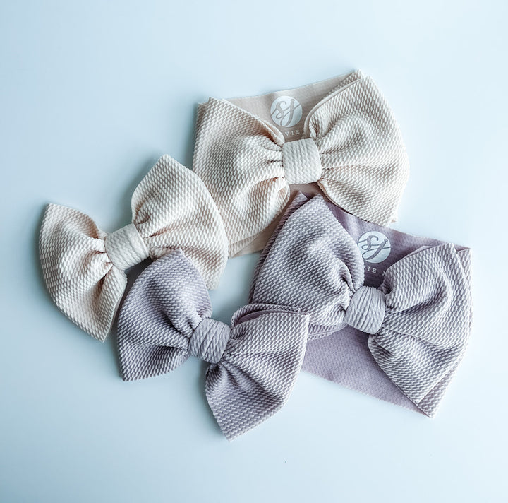 Original Headwrap & Regular Bow Bundle: Champagne & Powder Pink "Chandler" mixed bundle  StevieJs