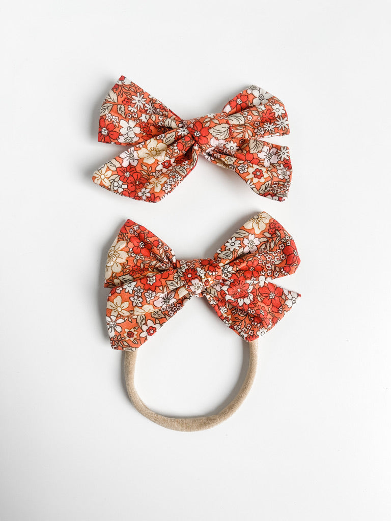 orange floral printed "liberty" bow StevieJs