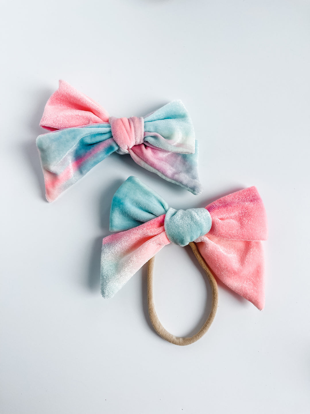 cotton candy "vibrant dainty velvet" large bow StevieJs