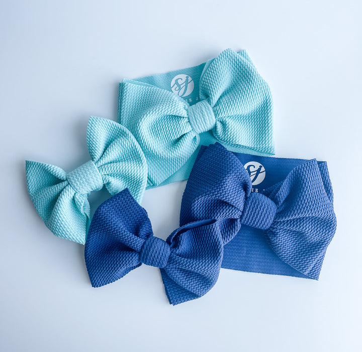 Original Headwrap & Regular Bow Bundle: Mint & Blueberry "Chandler" mixed bundle  StevieJs
