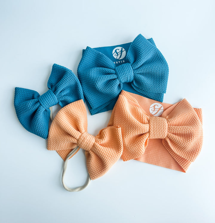Copy of Original Headwrap & Regular Bow Bundle: Teal & Orange Marmalade "Chandler" mixed bundle  StevieJs