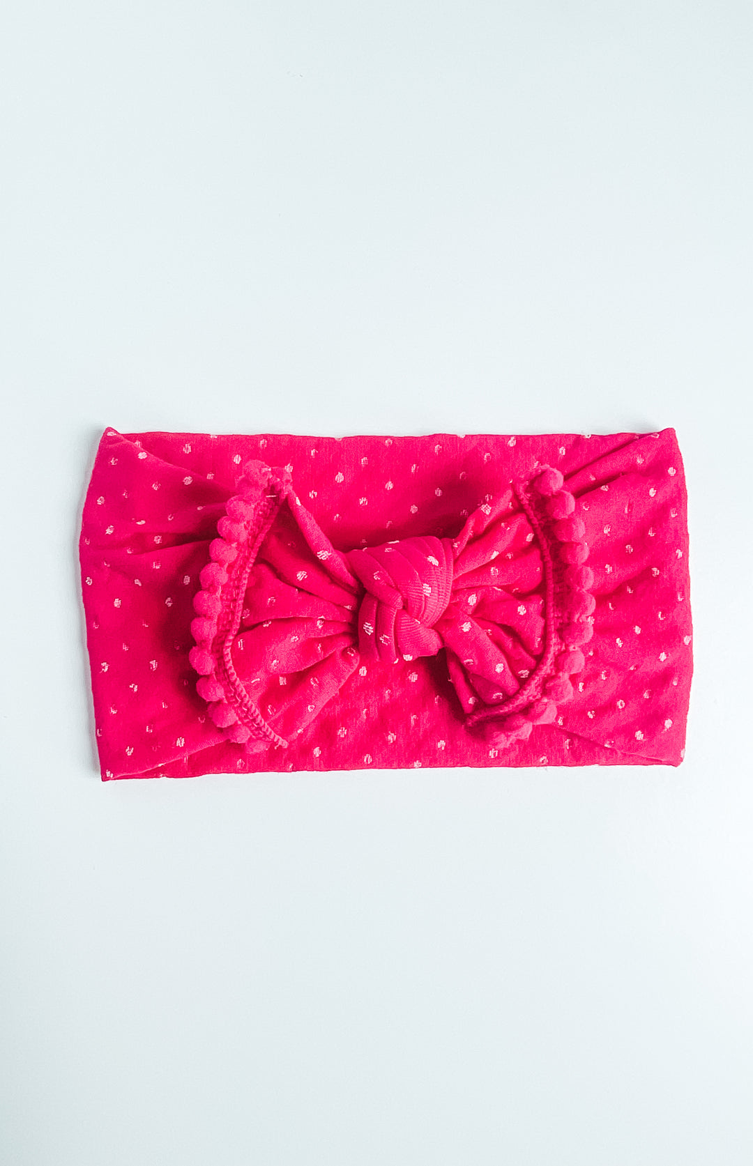 swiss dot "pom pom" hot pink nylon knot StevieJs