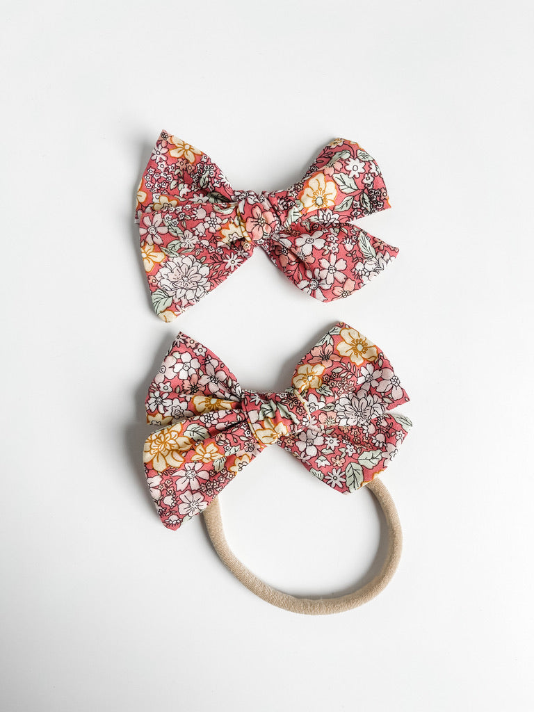 pink floral printed "liberty" bow StevieJs