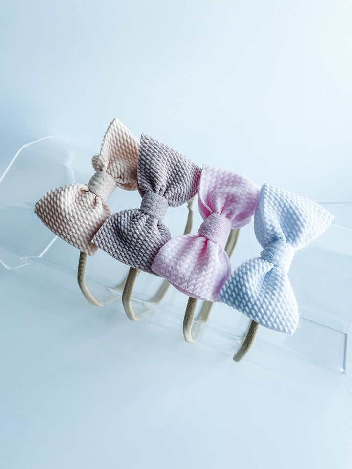 Mini Bow on Nylon BUNDLE: Champagne, Powder Pink, Peony, & White "Chandler" (4)  StevieJs