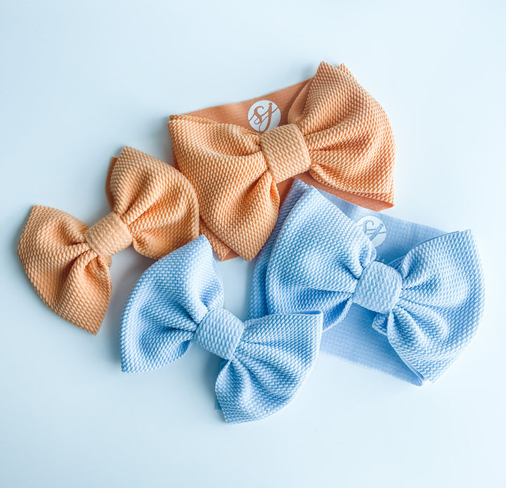Original Headwrap & Regular Bow Bundle: Orange Marmalade & Baby Blue "Chandler" mixed bundle  StevieJs