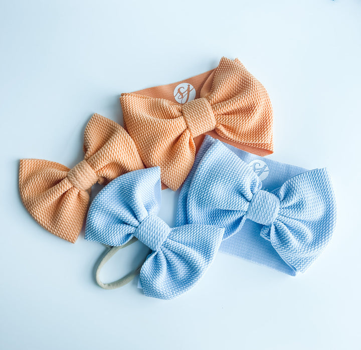 Original Headwrap & Regular Bow Bundle: Orange Marmalade & Baby Blue "Chandler" mixed bundle  StevieJs
