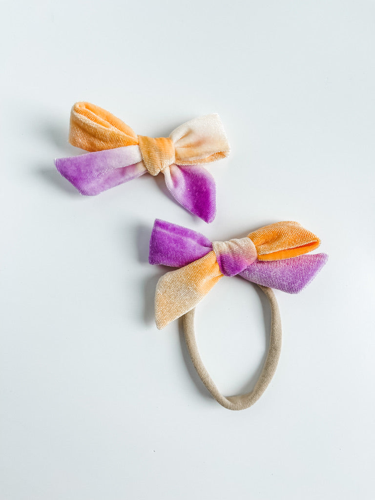 purple & orange "vibrant dainty velvet" bow StevieJs