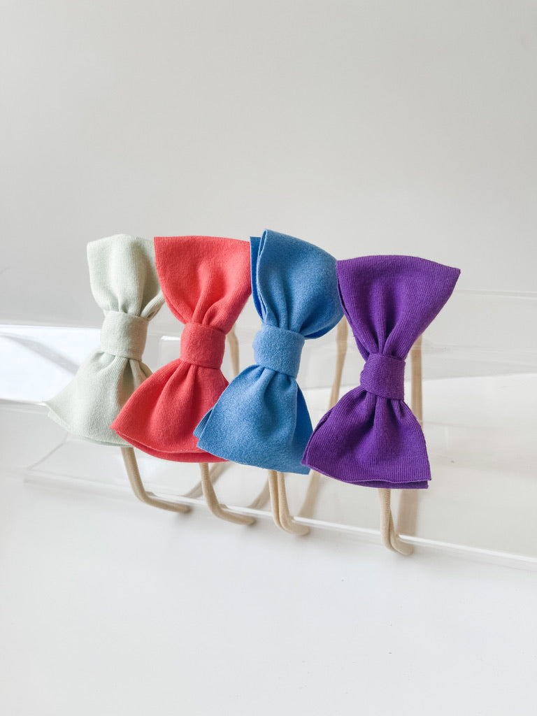 Mini Bow on Nylon BUNDLE: Pistachio, Fruit Punch, Wedgewood, Grape "Comfort" (4) StevieJs