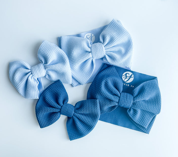 Original Headwrap & Regular Bow Bundle: Baby Blue & Cornflower "Chandler" mixed bundle  StevieJs