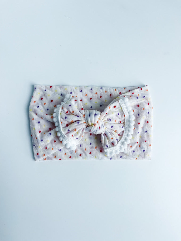 swiss dot "pom pom" Confetti nylon knot StevieJs