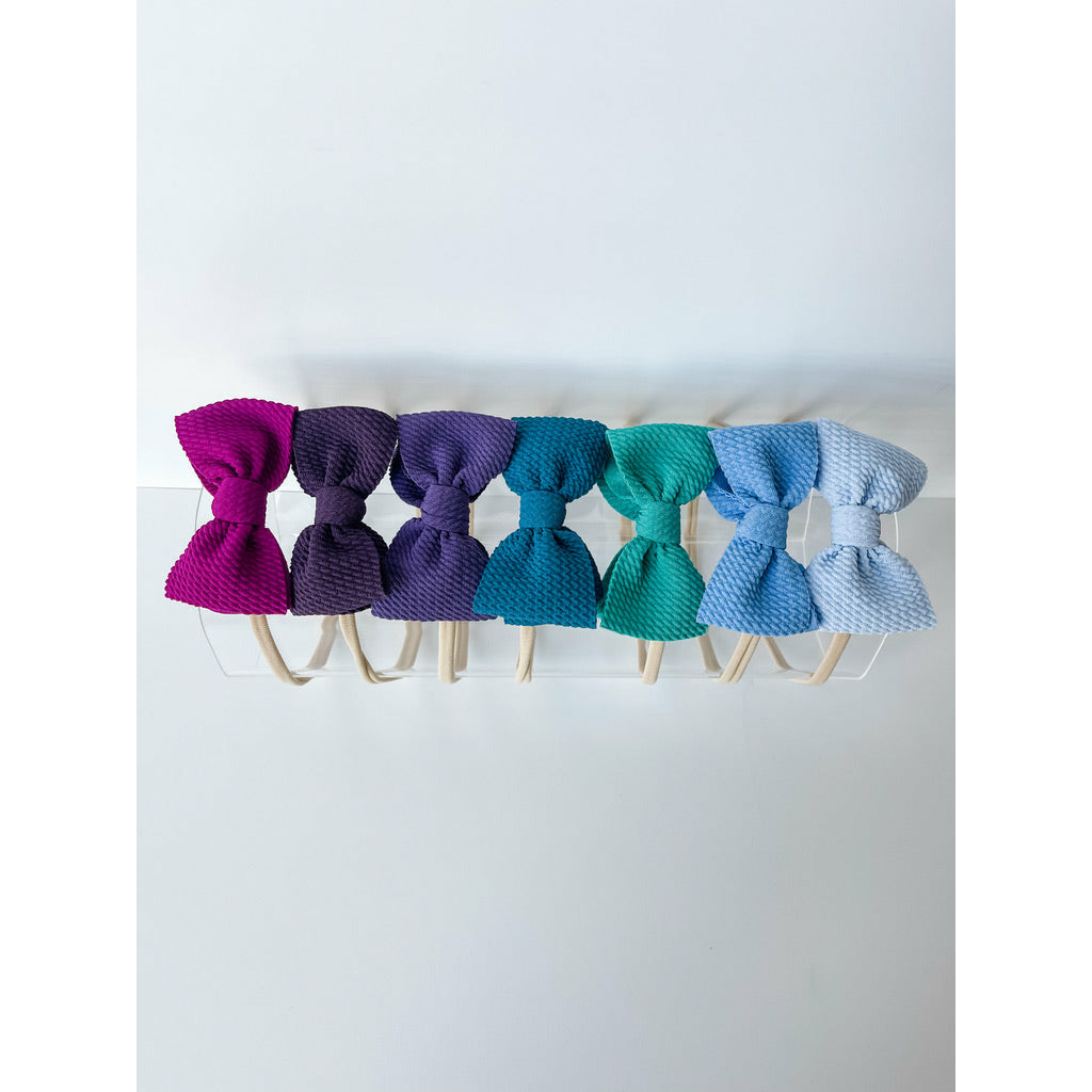 Mini Bow On Nylon BUNDLE: Berry, Plum, Purple, Teal, Emerald, Marina, & Baby Blue (7 Total) StevieJs
