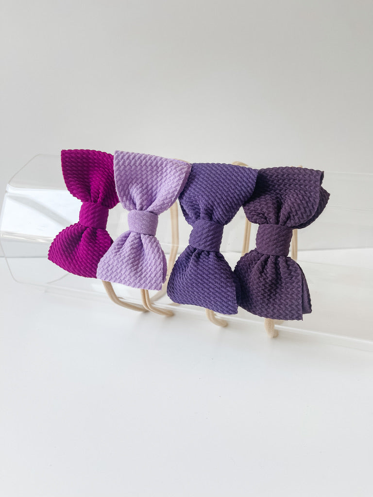 Mini Bow on Nylon BUNDLE: Berry, Lavender, Purple, Plum "Chandler" (4) StevieJs