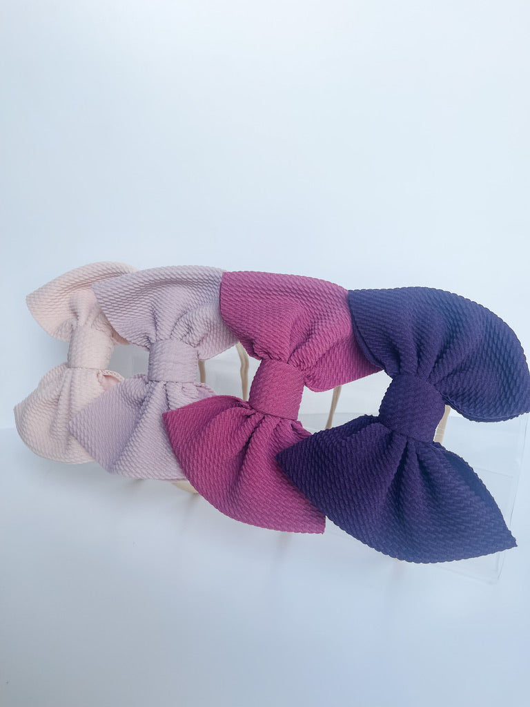 Champagne, Powder Pink, Rosie Posie, & Dark Rose "Chandler" Bow on Nylon BUNDLE (4) StevieJs