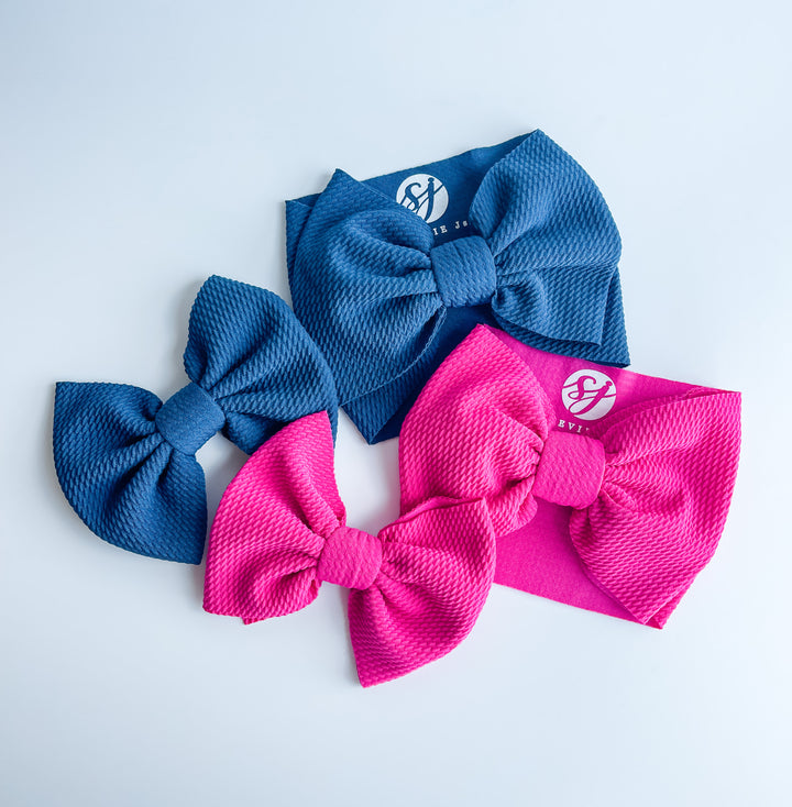 Original Headwrap & Regular Bow Bundle: Cornflower & Hot Pink "Chandler" mixed bundle  StevieJs
