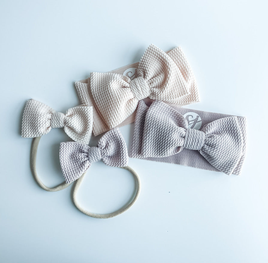 Newborn & Mini Bow On Nylon Bundle: Champagne & Powder Pink "Chandler" mixed bundle StevieJs