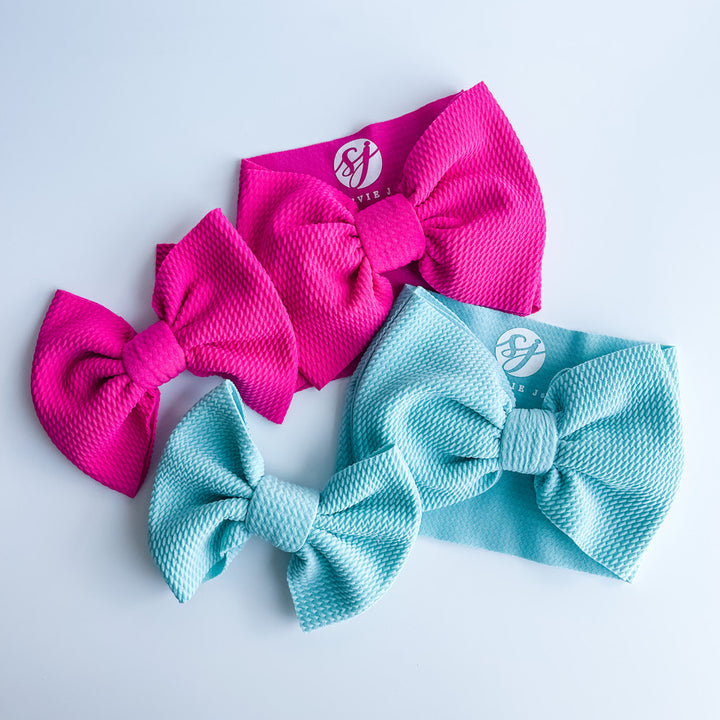 Original Headwrap & Regular Bow Bundle: Hot Pink & Mint "Chandler" mixed bundle  StevieJs