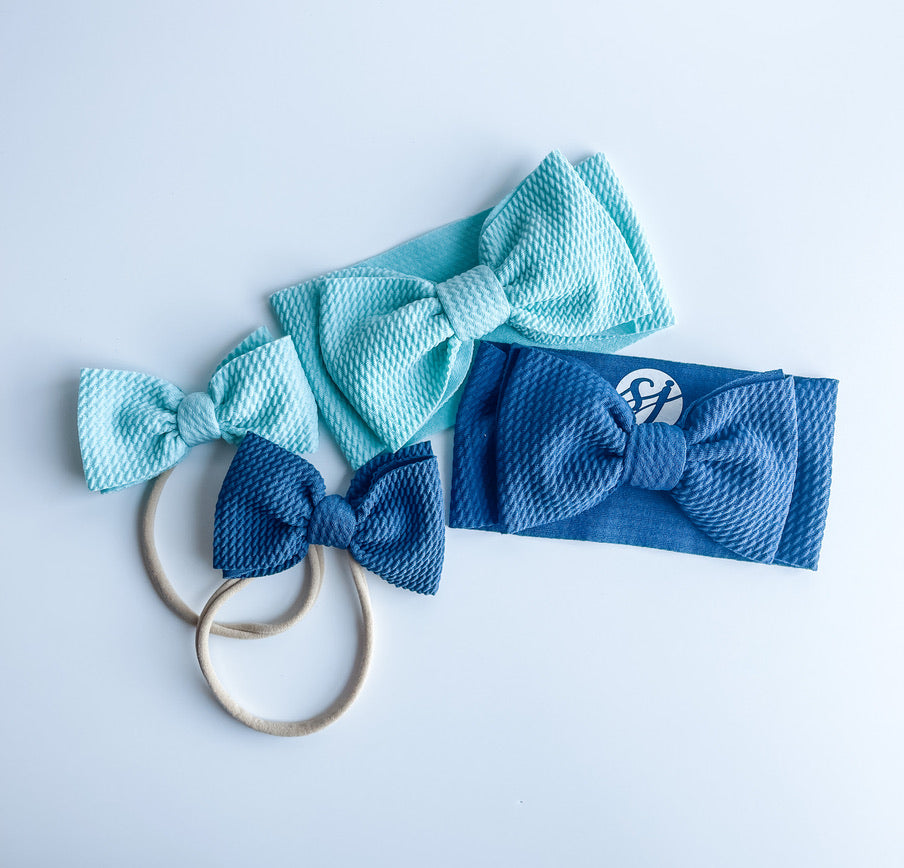 Newborn & Mini Bow On Nylon Bundle: Mint & Cornflower "Chandler" mixed bundle StevieJs