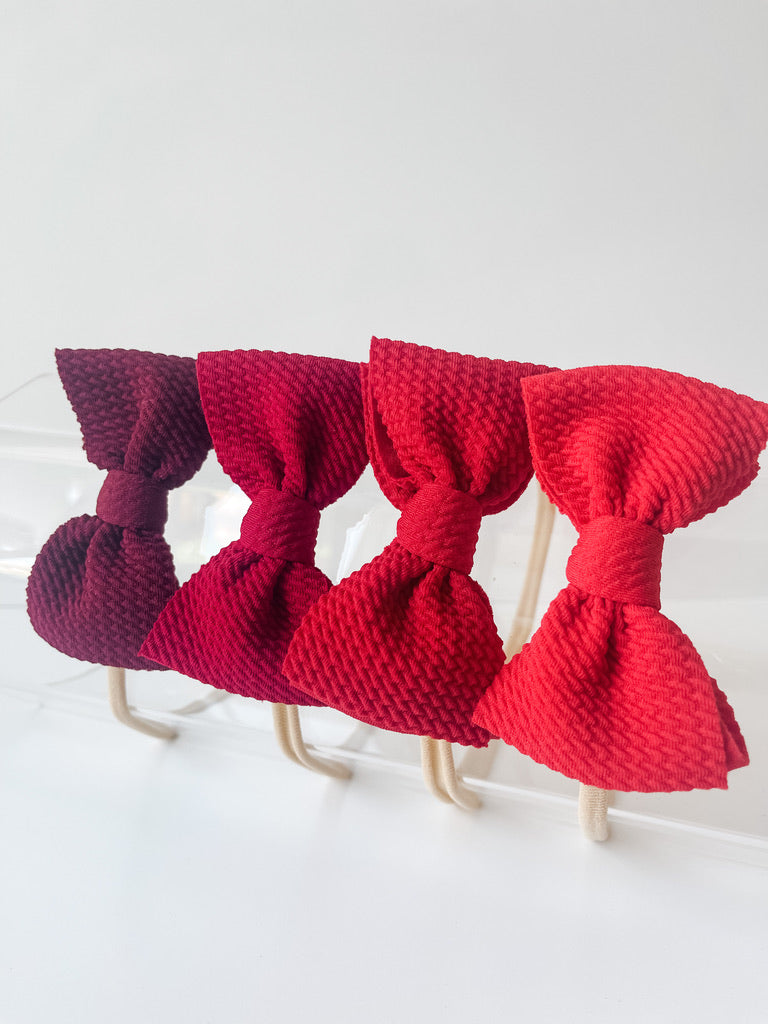Mini Bow on Nylon BUNDLE: Maroon, Deep Red, Apple Red, Scarlett "Chandler" (4) StevieJs