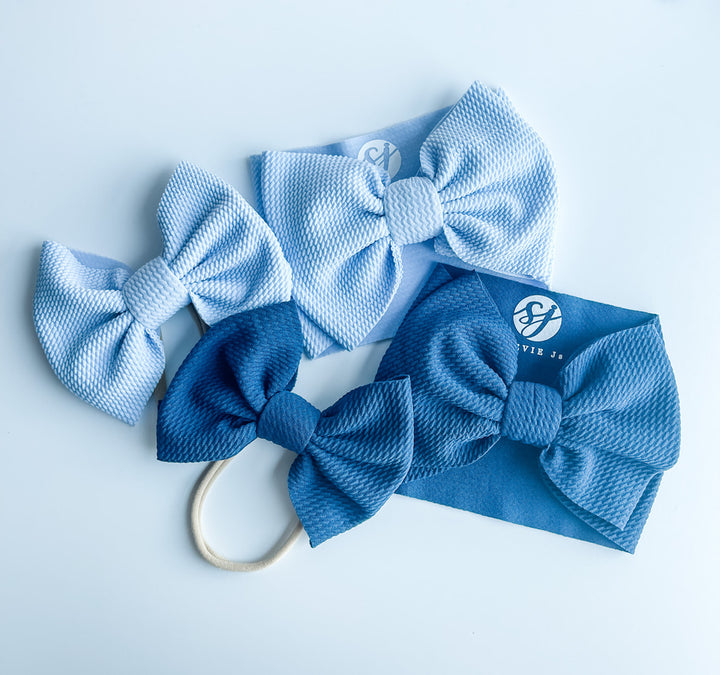 Original Headwrap & Regular Bow Bundle: Baby Blue & Cornflower "Chandler" mixed bundle  StevieJs