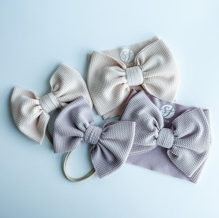 Original Headwrap & Regular Bow Bundle: Champagne & Powder Pink "Chandler" mixed bundle  StevieJs
