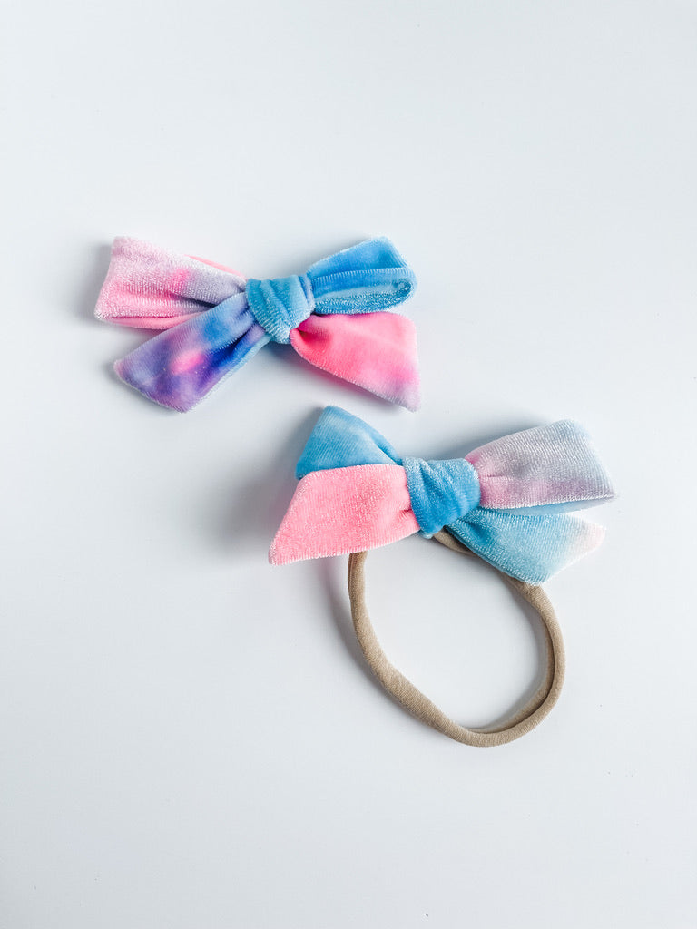 cotton candy "vibrant dainty velvet" bow StevieJs