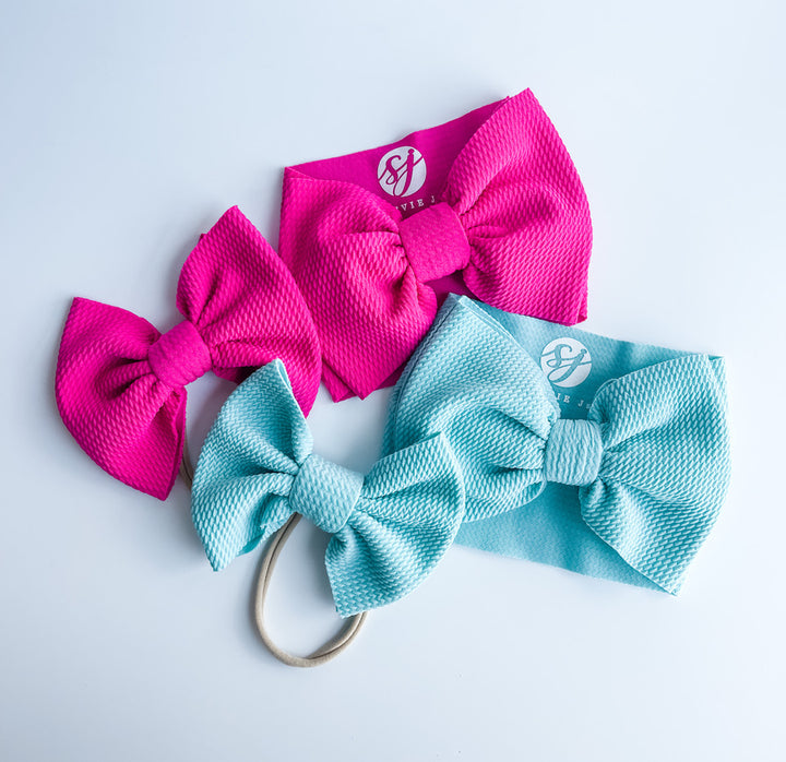 Original Headwrap & Regular Bow Bundle: Hot Pink & Mint "Chandler" mixed bundle  StevieJs