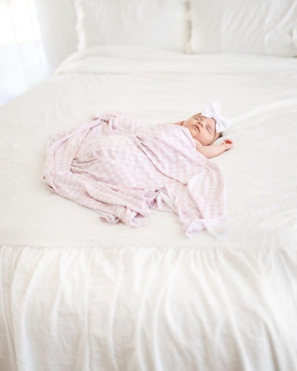 "Pink Gingham" Bamboo Swaddle  StevieJs