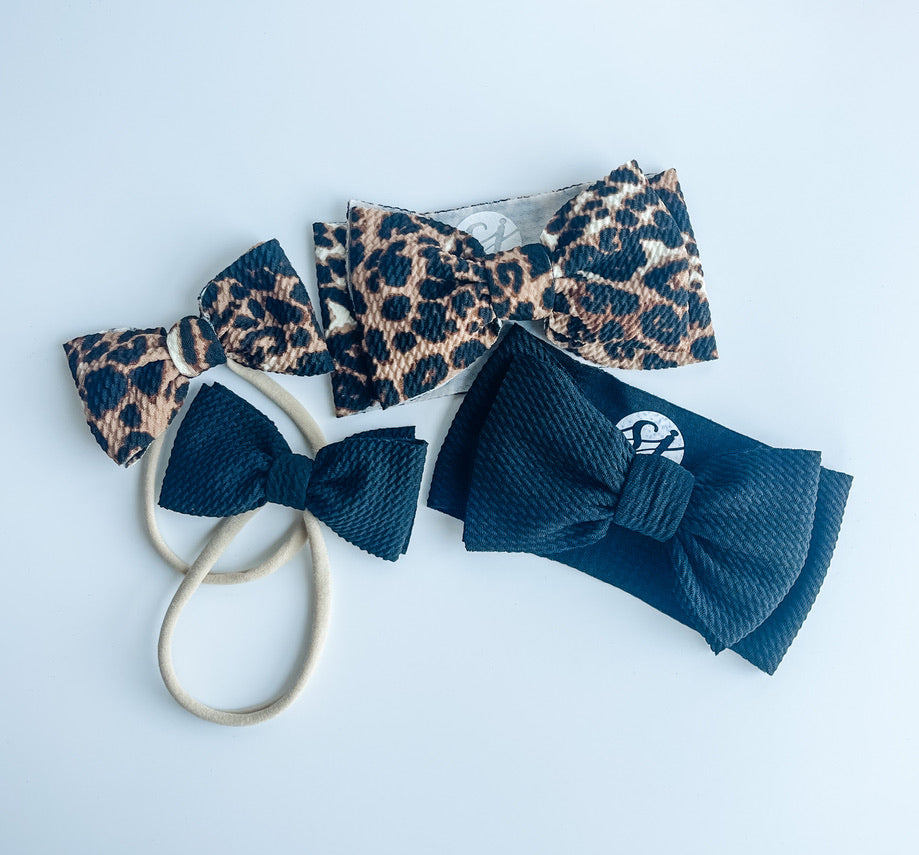 Newborn & Mini Bow On Nylon Bundle: Leopard & Black "Chandler" mixed bundle StevieJs
