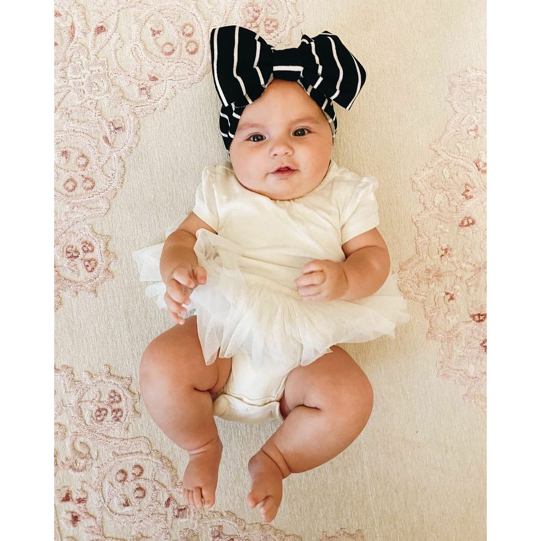 black & white stripe "julia" newborn headwrap Newborn Stevie J's