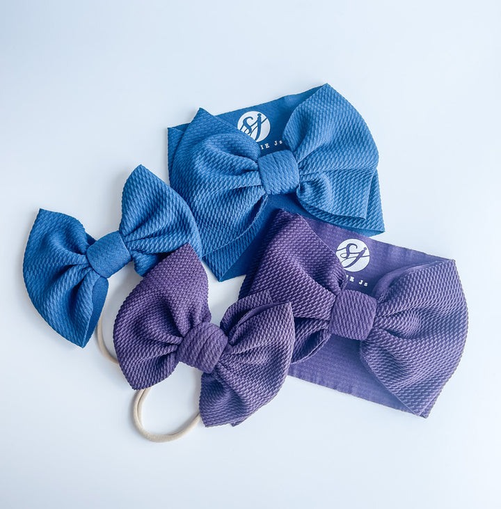 Original Headwrap & Regular Bow Bundle: Cornflower & Plum "Chandler" mixed bundle  StevieJs