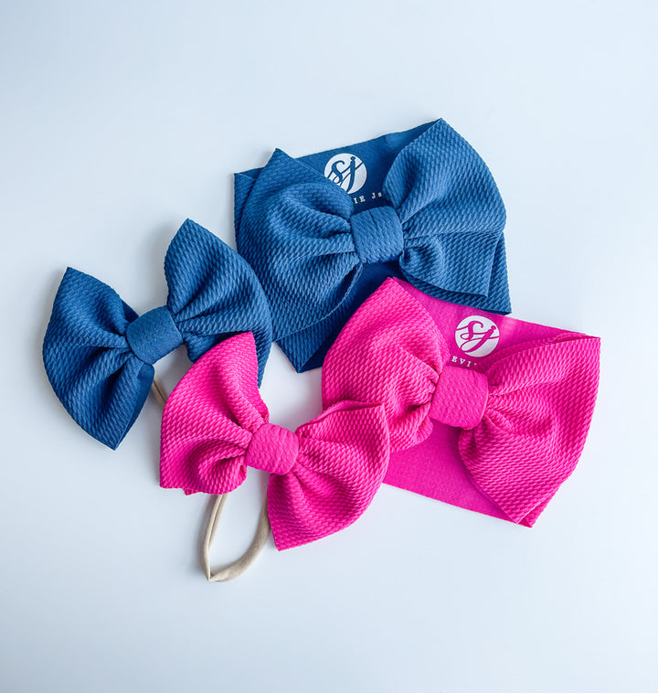 Original Headwrap & Regular Bow Bundle: Cornflower & Hot Pink "Chandler" mixed bundle  StevieJs