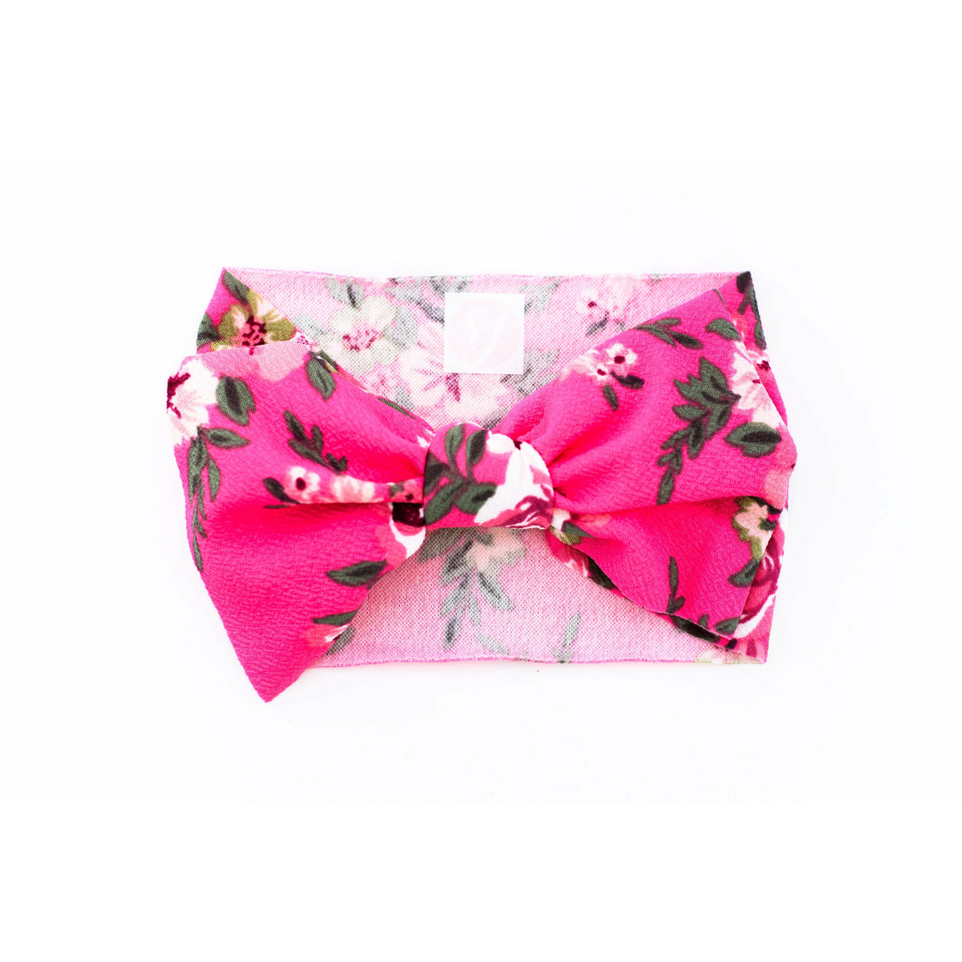 bright pink floral “julia” headwrap Stretch Wrap Stevie J's