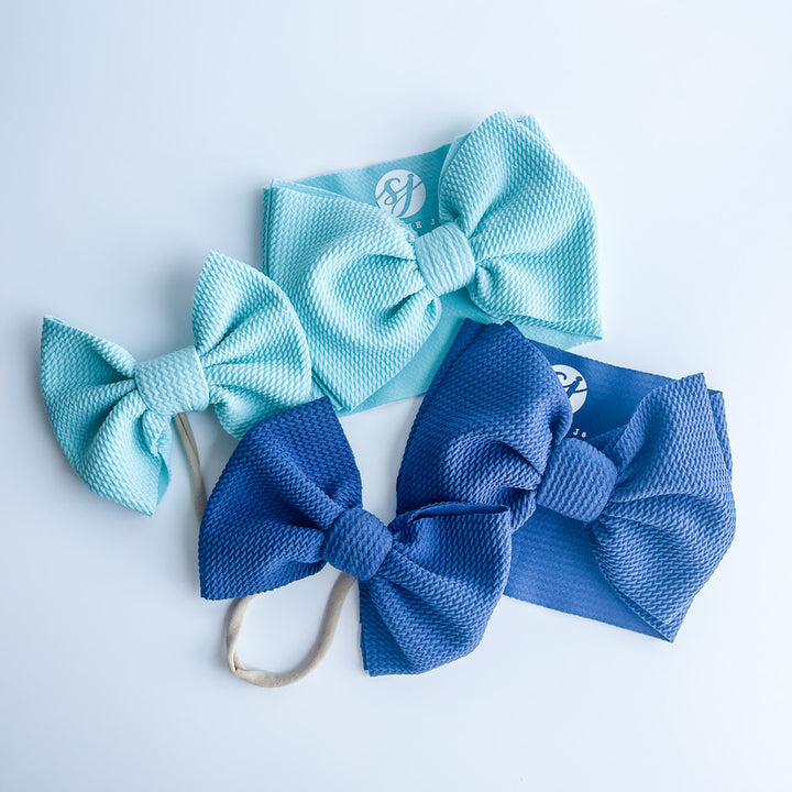 Original Headwrap & Regular Bow Bundle: Mint & Blueberry "Chandler" mixed bundle  StevieJs